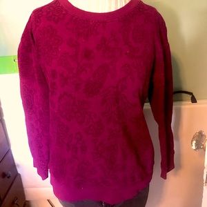 Sonoma Fuchsia Floral Crewneck Lightweight Sweatshirt